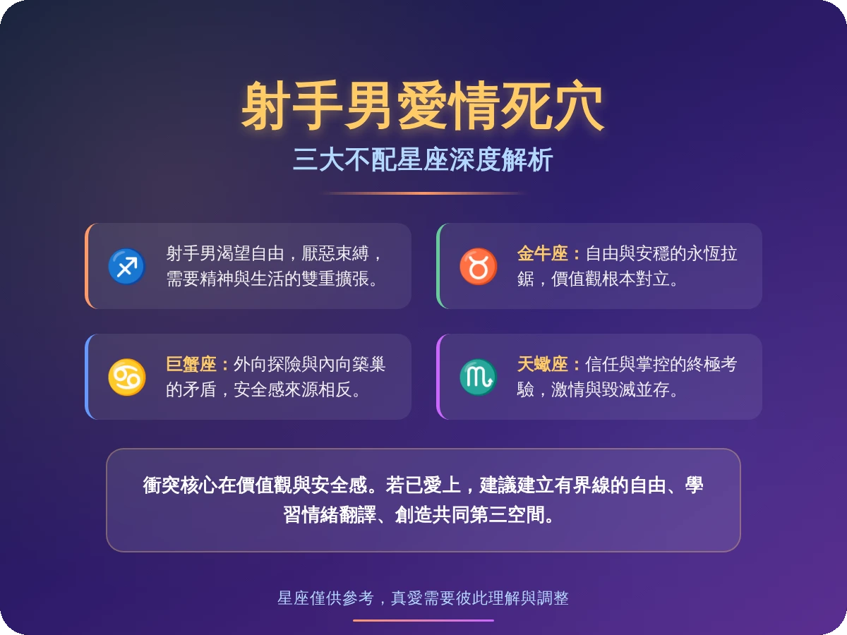 射手座男和什么星座最不配 射手座男和什么星座最不配