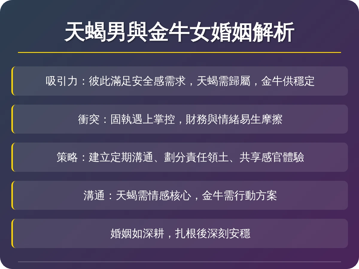 天蠍男金牛女結婚