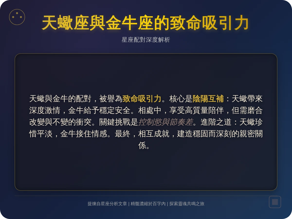天蠍金牛互相吸引