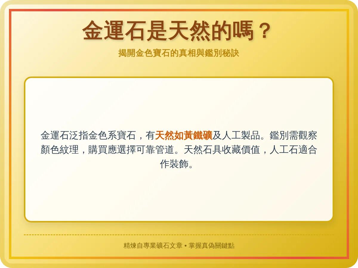 金運石是天然的嗎？天然金運石鑑別與購買全攻略