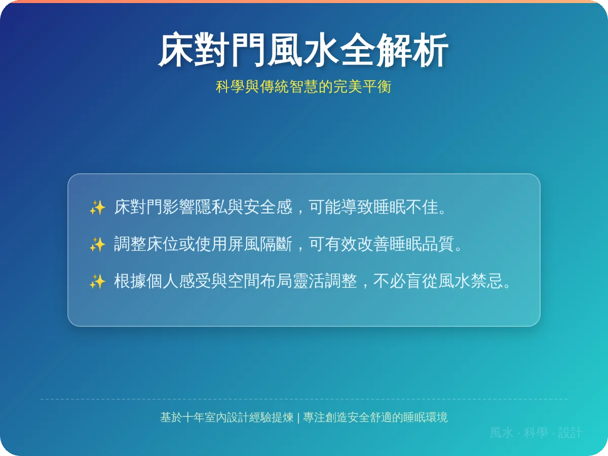 床可以對門嗎？風水禁忌與科學實證，專家教你避開睡眠地雷
