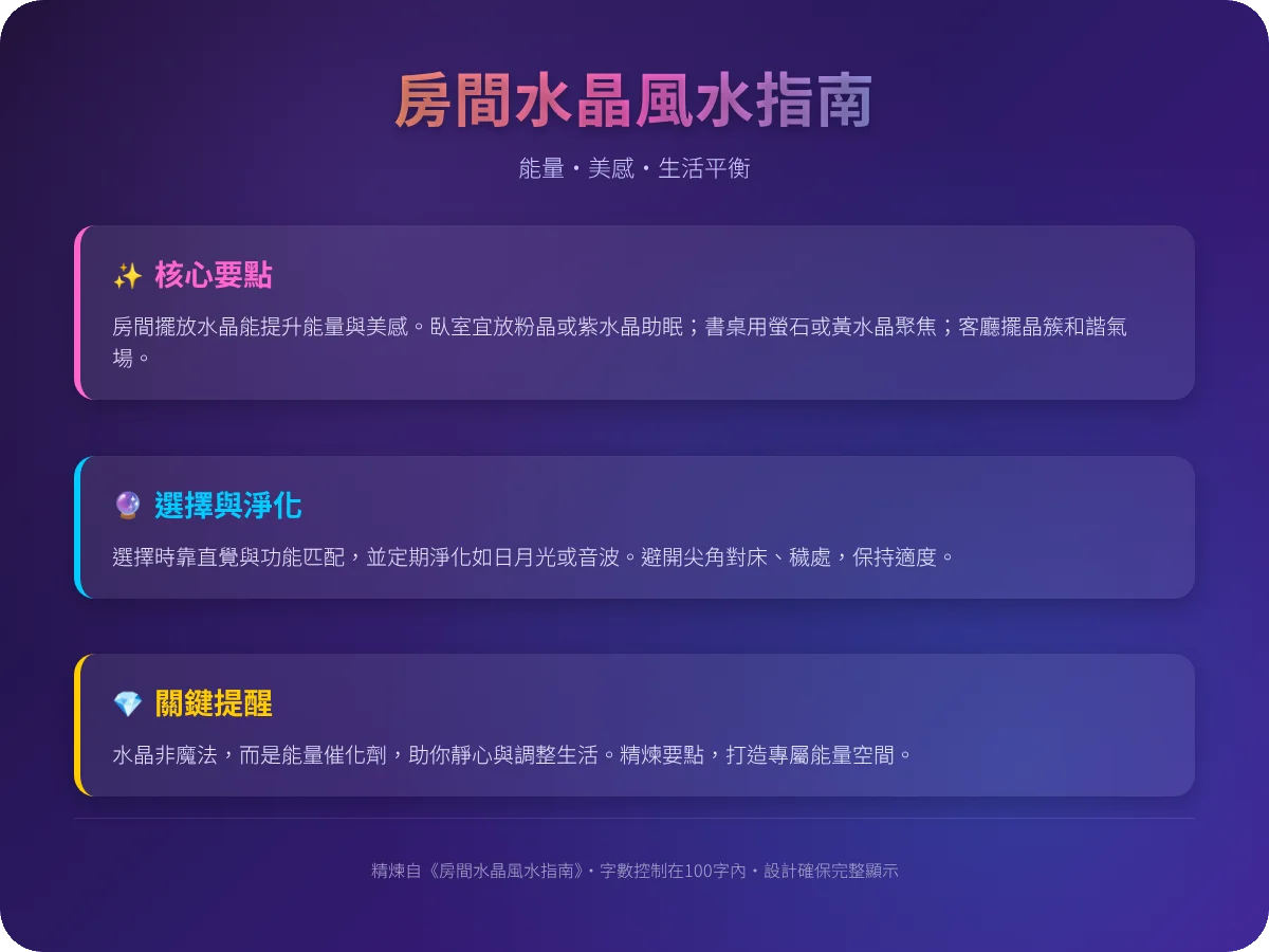 房間放水晶指南：風水擺設、能量淨化與常見禁忌全解析