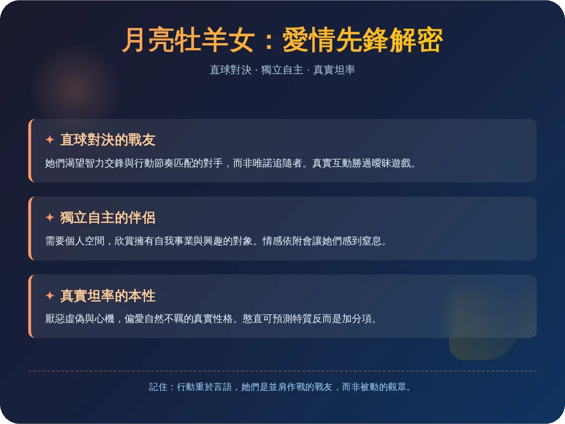 月亮牡羊女喜歡什麼類型？3個關鍵特質與相處全攻略