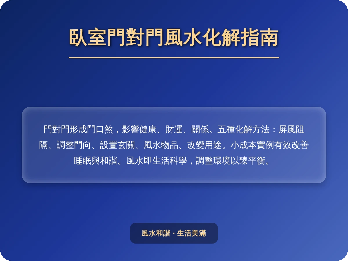 臥室門對門化解全攻略：風水禁忌與五種實用解決方案