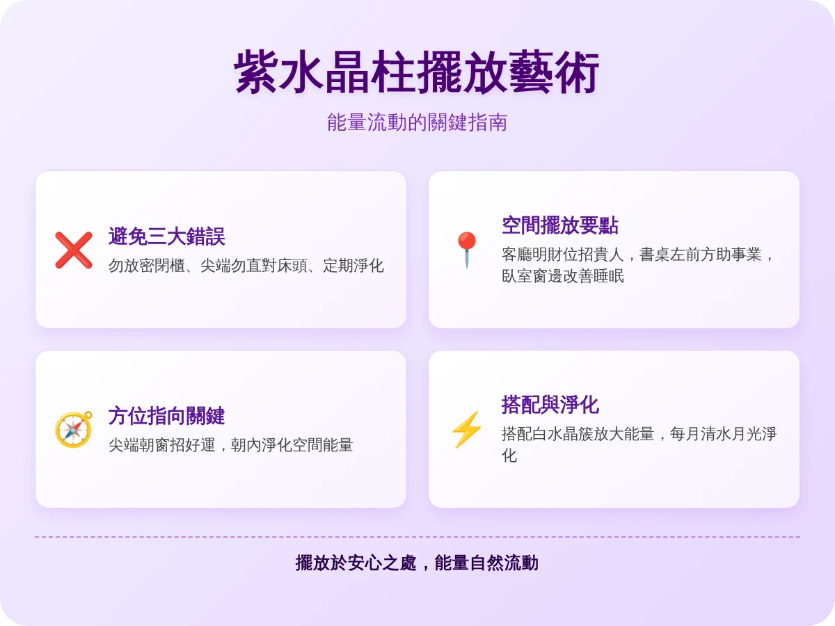 紫水晶柱擺放位置全攻略：居家、辦公、臥室能量提升秘訣