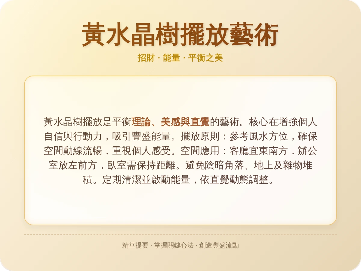 黃水晶樹擺放位置全攻略：招財開運與居家風水的專家指南